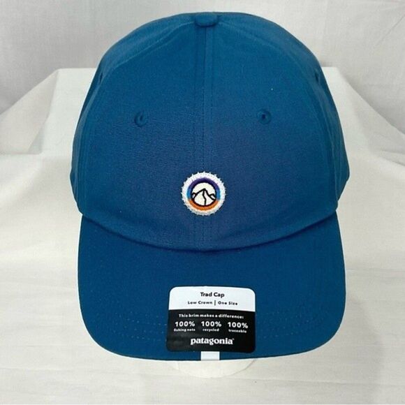 Patagonia Cap Hat Icon Trad Wavy Blue NWT Ball Cap Outdoor Fitz Roy - Picture 1 of 12